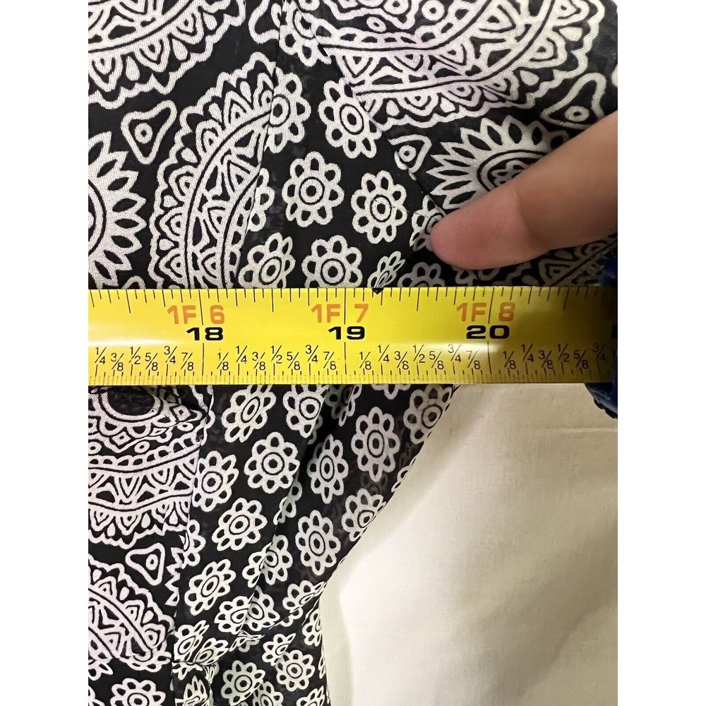 Betsy Johnson Women's Black Grey Geometric Floral Long Sleeve Dress Plus Size 14 - Picture 8 of 9